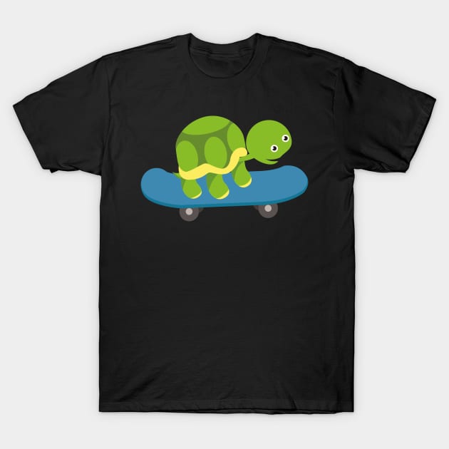 Turtle Skateboard Kids T-Shirt by Foxxy Merch